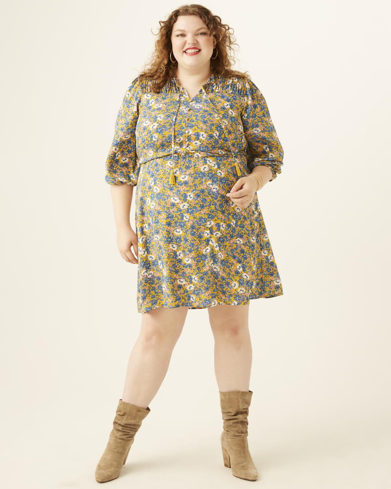Plus size model wearing Eamari Smocked Dress by Molly&Isadora | Dia&Co | dia_product_style_image_id:171269
